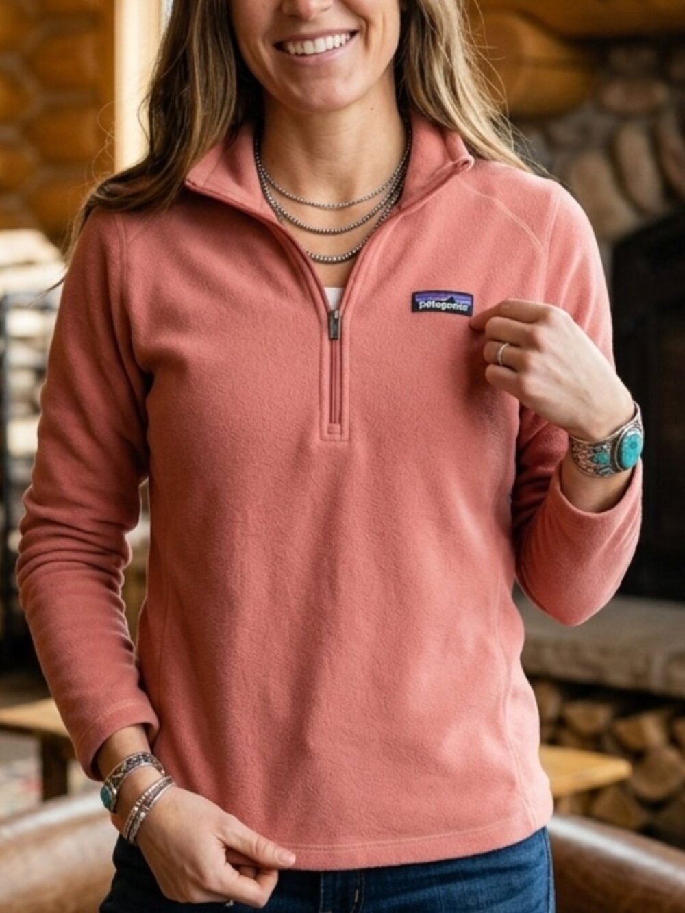 Patagonia Micro D 1/4 Zip Fleece Pullover Dusty Rose Pink Women’s Small